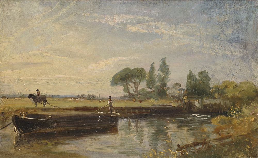 Barge below Flatford Lock ca 1810