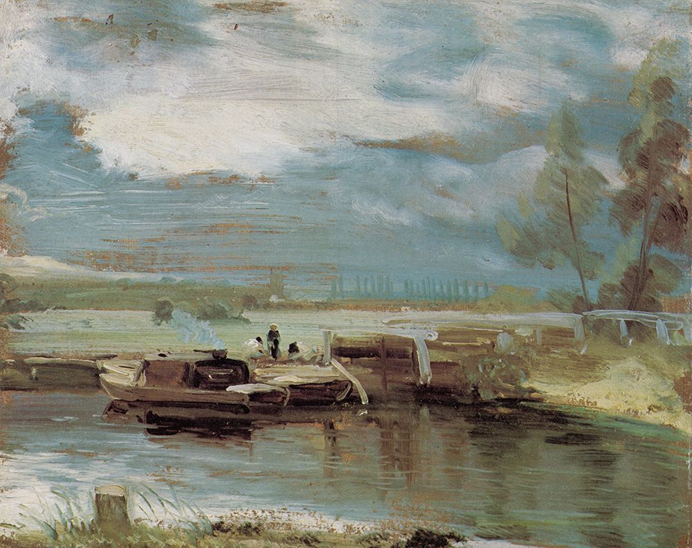 Barges on the Stour at Flatford lock c.1810