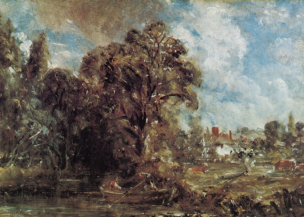 River Scene with Farmhouse ca1830