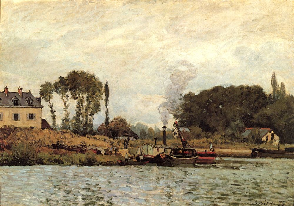 Boats at Bougival lock 1873