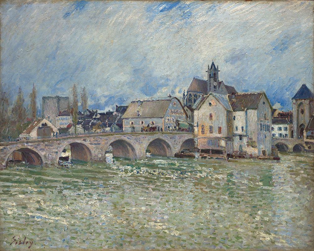The Moret-sur-Loing Bridge, flood time (1889)