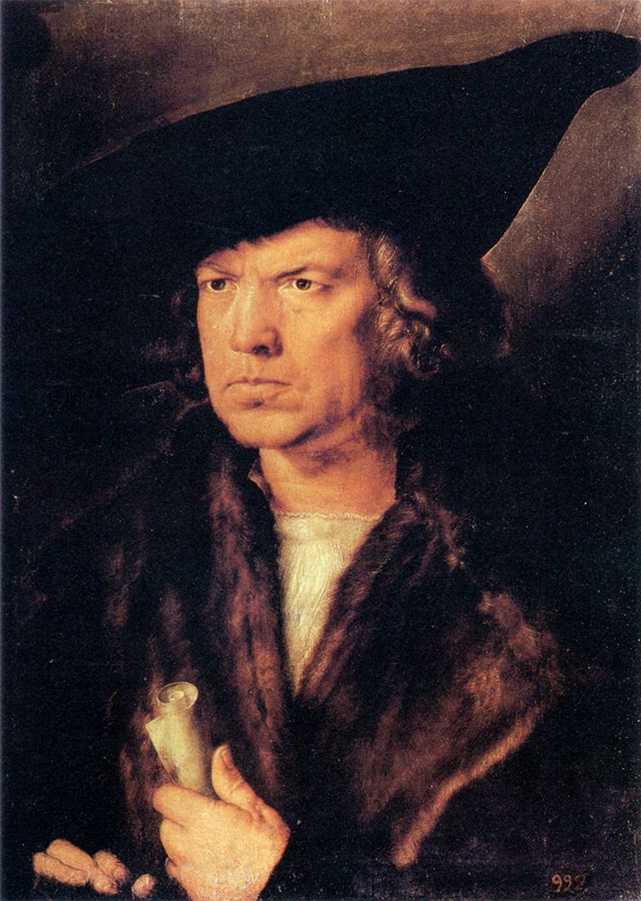 Portrait of a Man with Beret and Scroll 1521