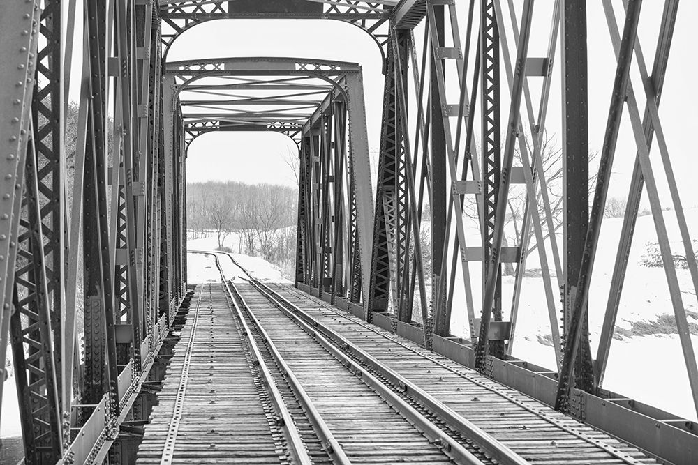 Iron Truss Bridge Black and White