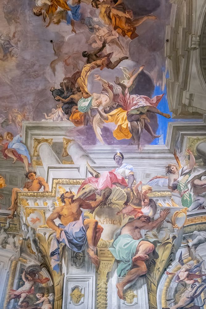 Italy, Rome Detail of fresco, the Apotheosis of Saint Ignatius III