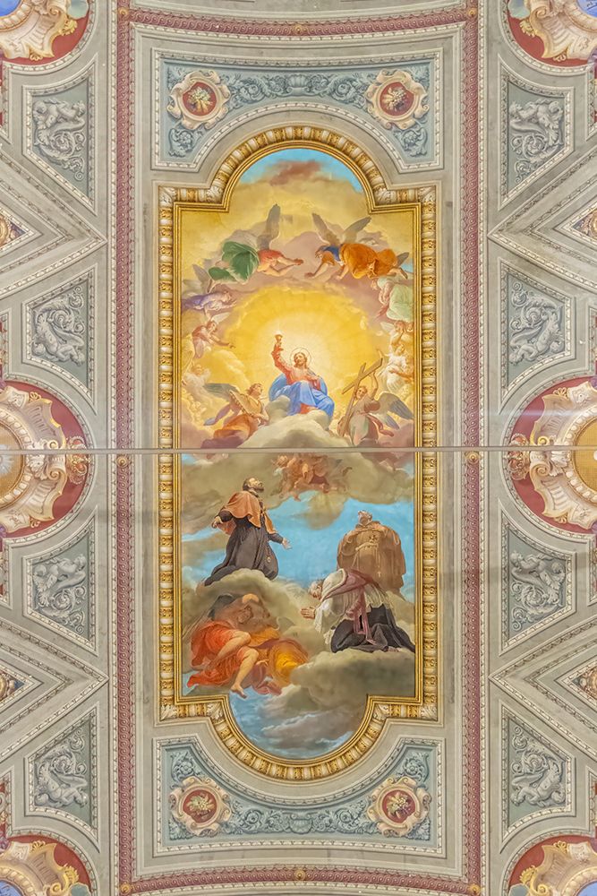 Italy, Rome fresco on the ceiling of the Oratory of San Francesco Saverio del Caravita
