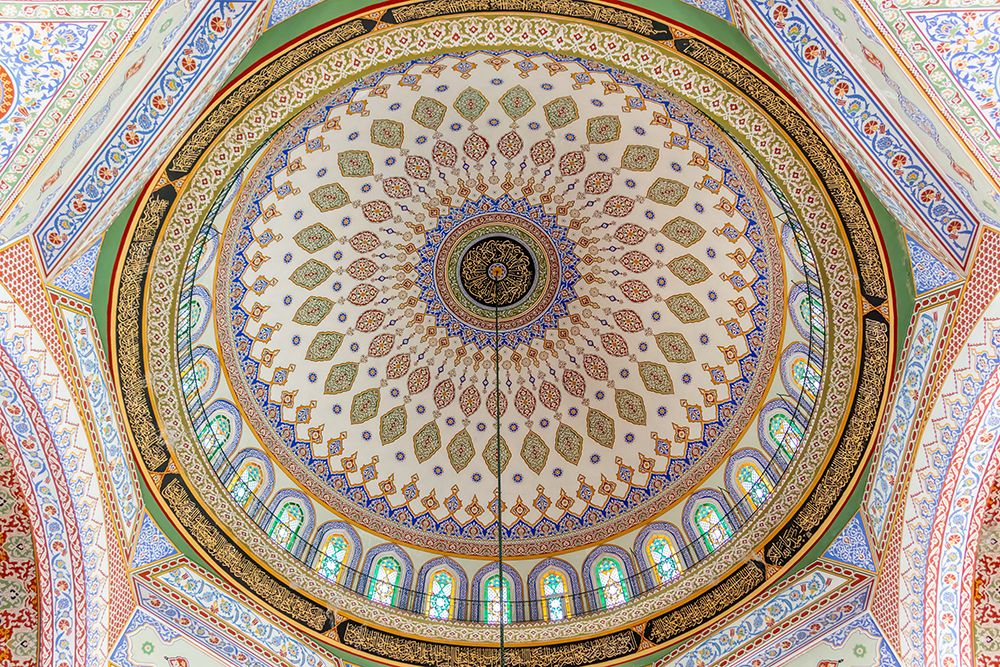 Turkey, interior dome of the Blue Mosque Istanbul