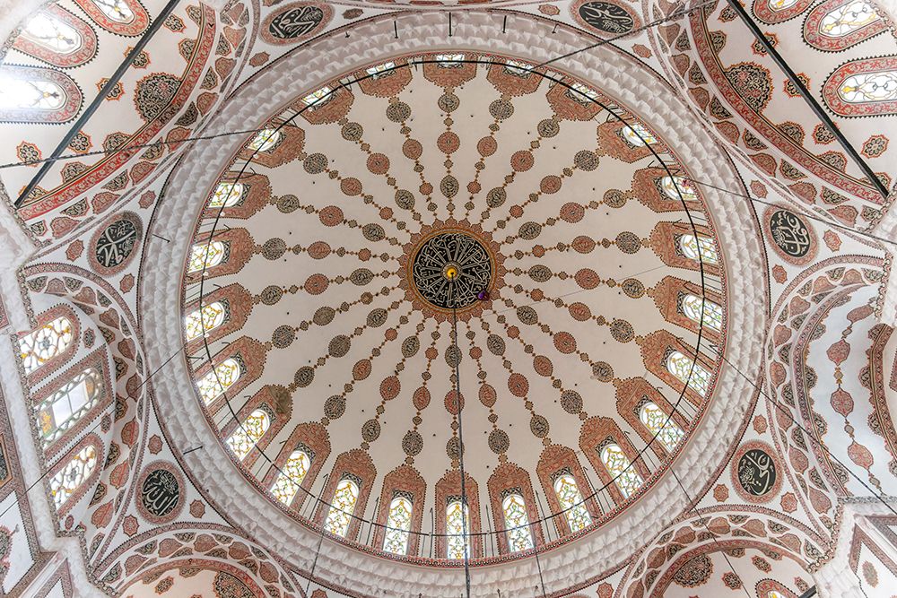 Turkey, interior of the dome of the Yeni Valide Mosque in Istanbul