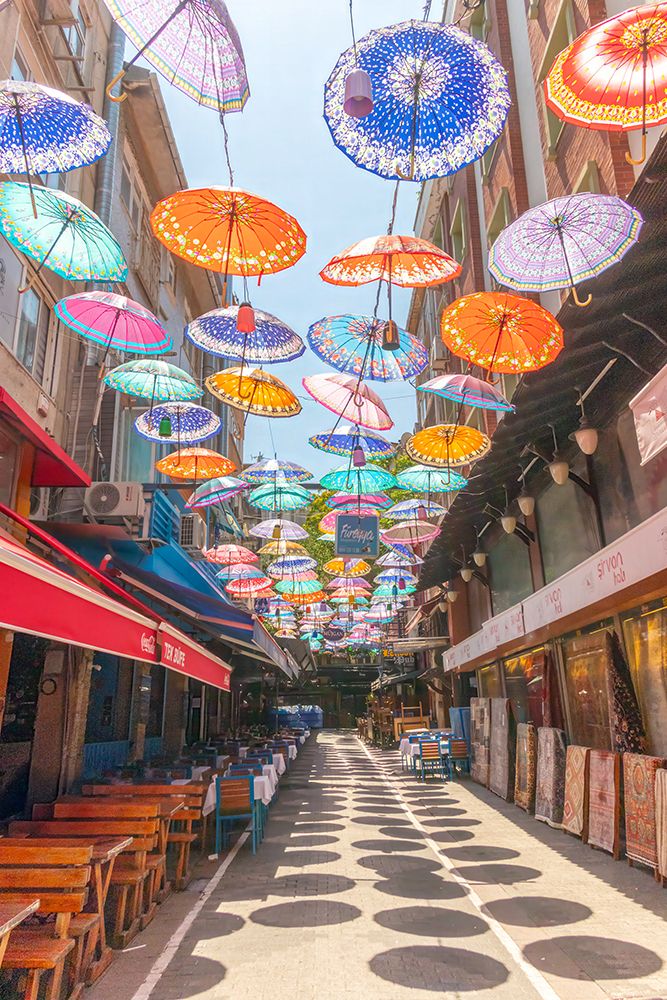 Turkey, Umbrella Street in Istanbul