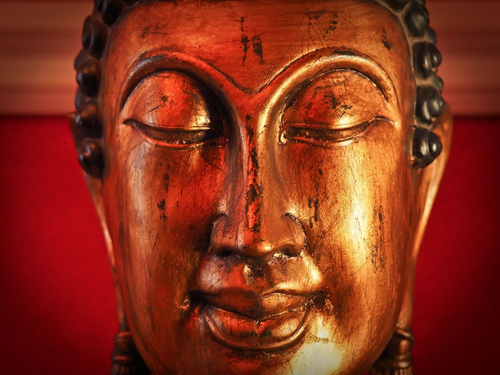 Antique Gold and Red Buddha Statue II