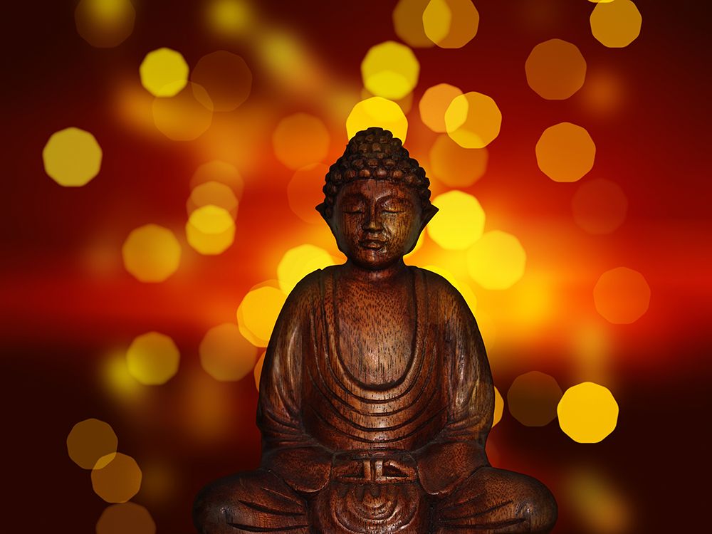 Antique Gold and Red Sitting Buddha Statue I