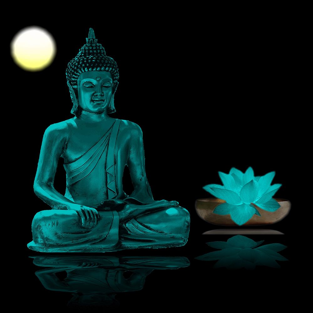 Blue Buddha Statue with Lotus