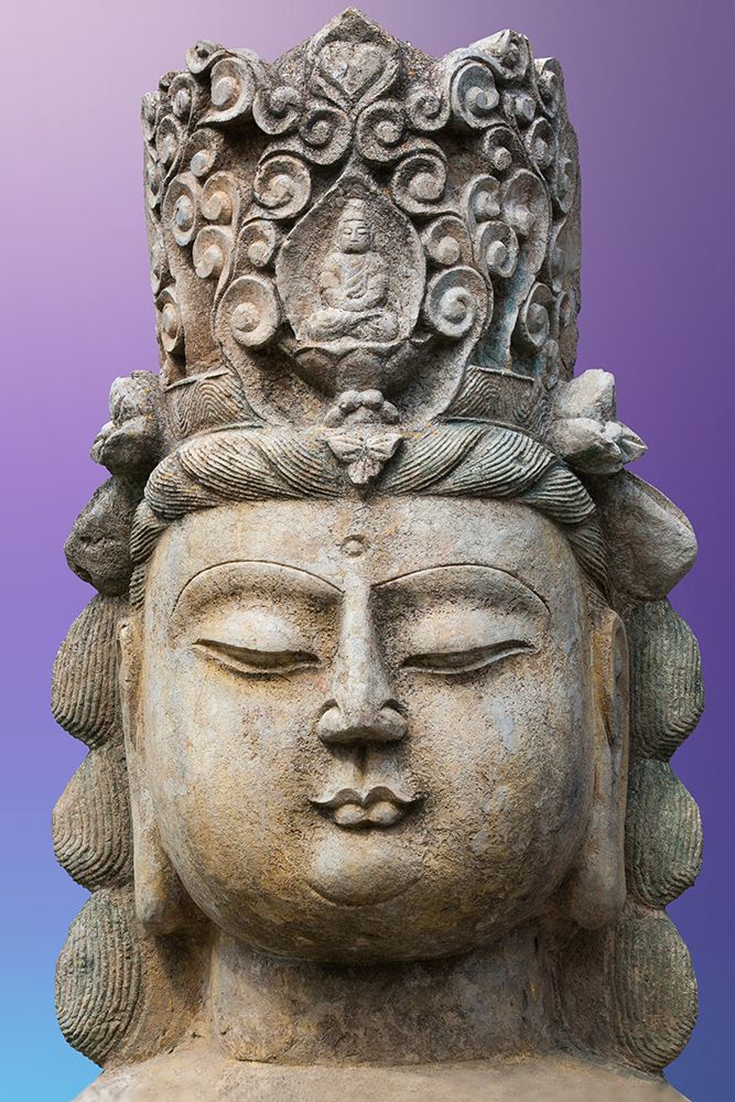 Buddha Head Statue with Crown