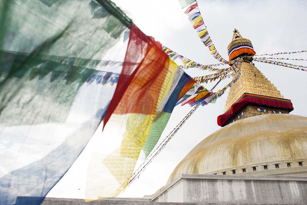 Stupa Colors Sky Flag