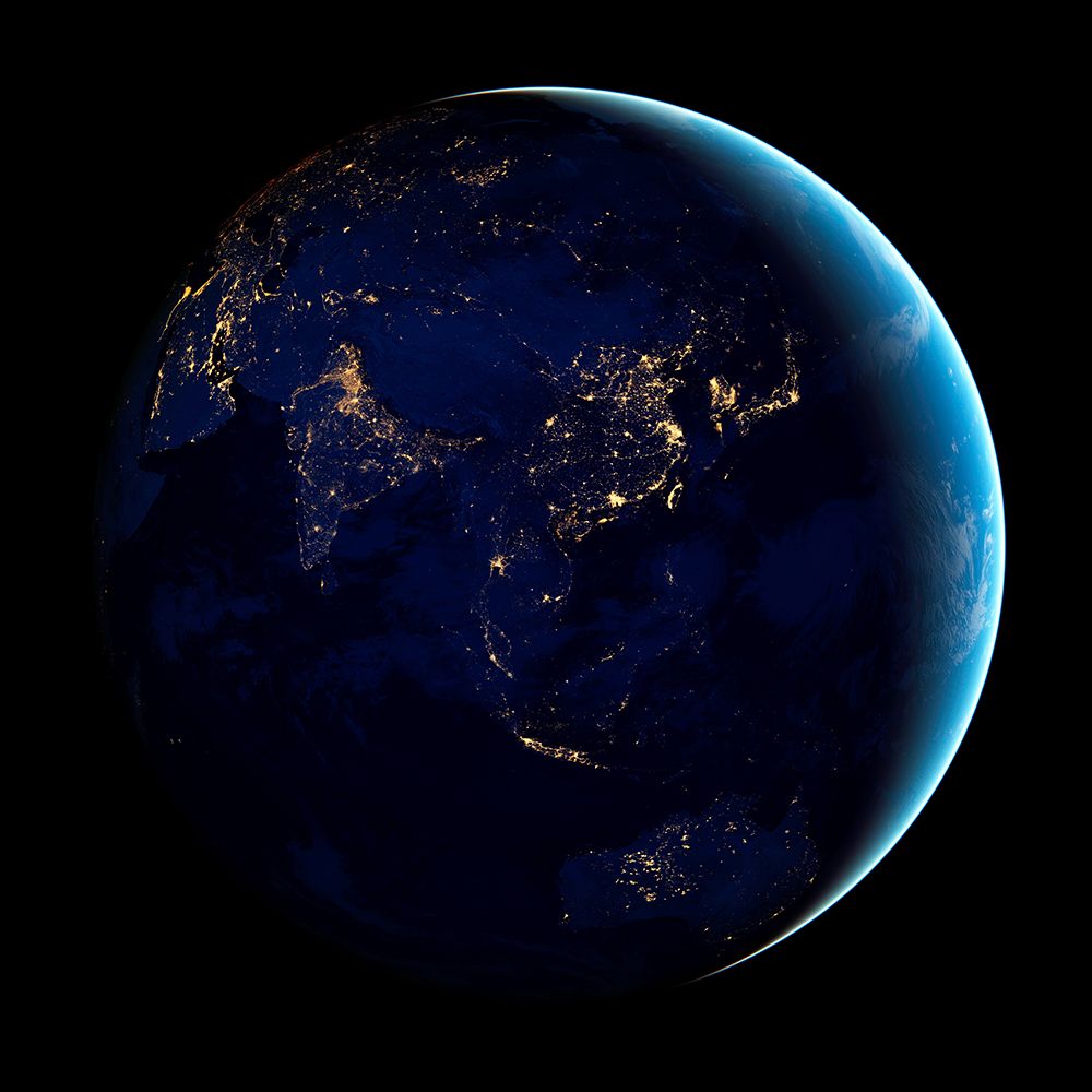 Asia and Australia at Night