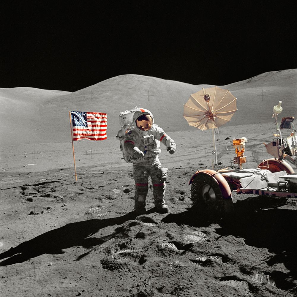 Astronaut Eugene A. Cernan, with the Lunar Rover