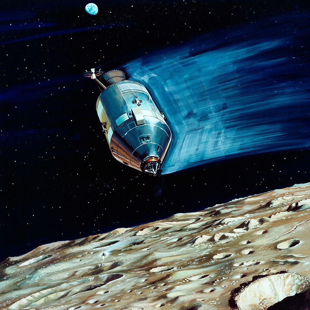 Rendered image of a lunar subsatellite from Apollo 15