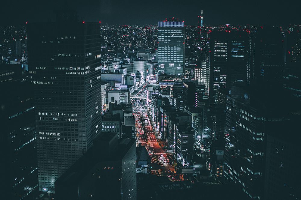 Cityscape Night View of Tokyo, Japan