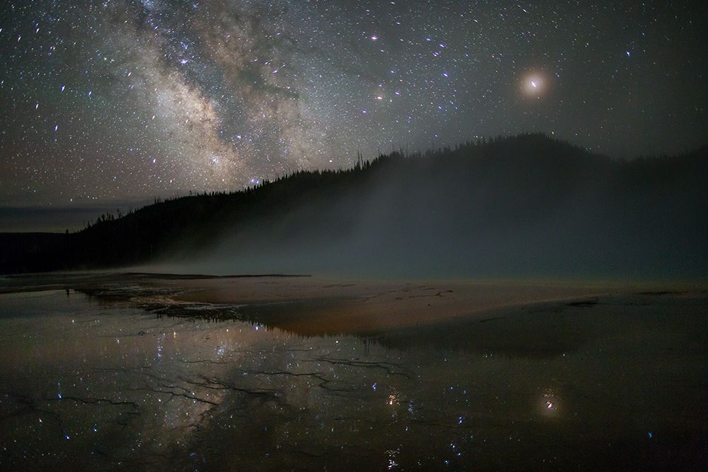 The Milky Way above Grand Prismatic Spring