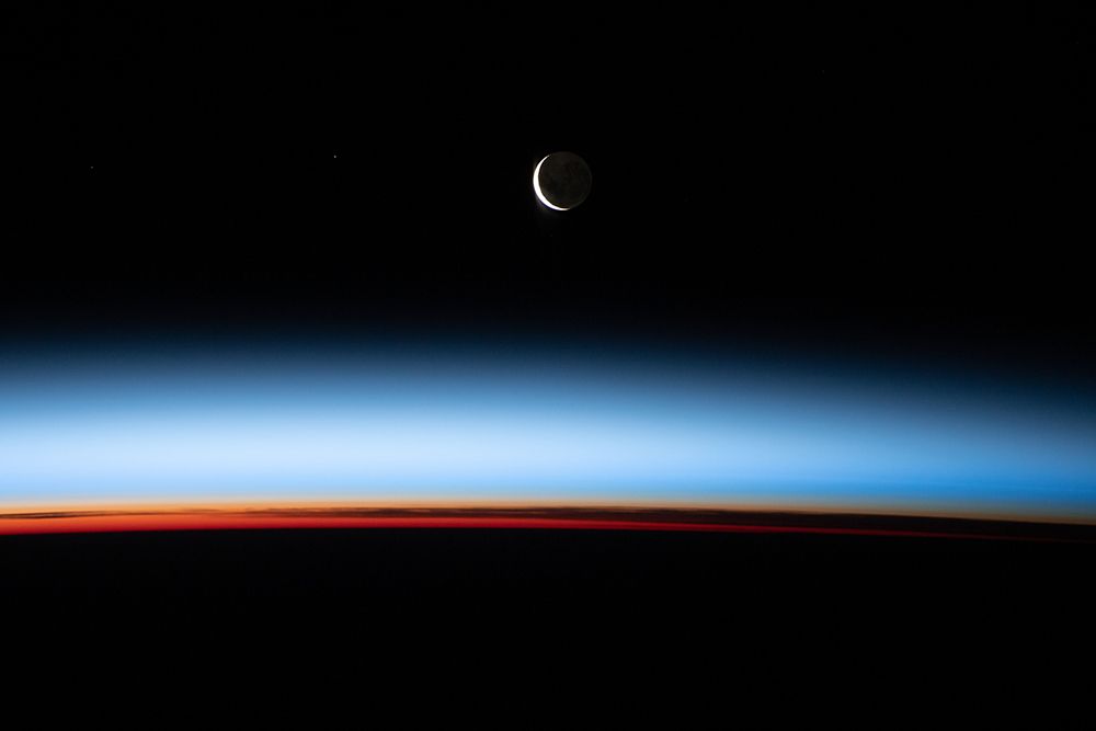 A Waxing Crescent Moon Pictured from the ISS