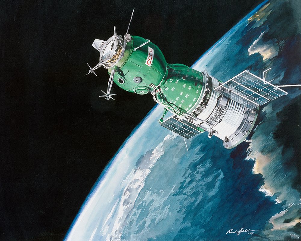 Artists Concept of the Soviet ASTP Soyuz Spacecraft in 1975