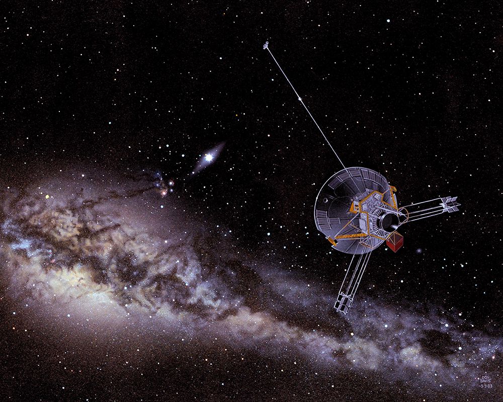 Artists Impression of Pioneer 10 and the inner Solar