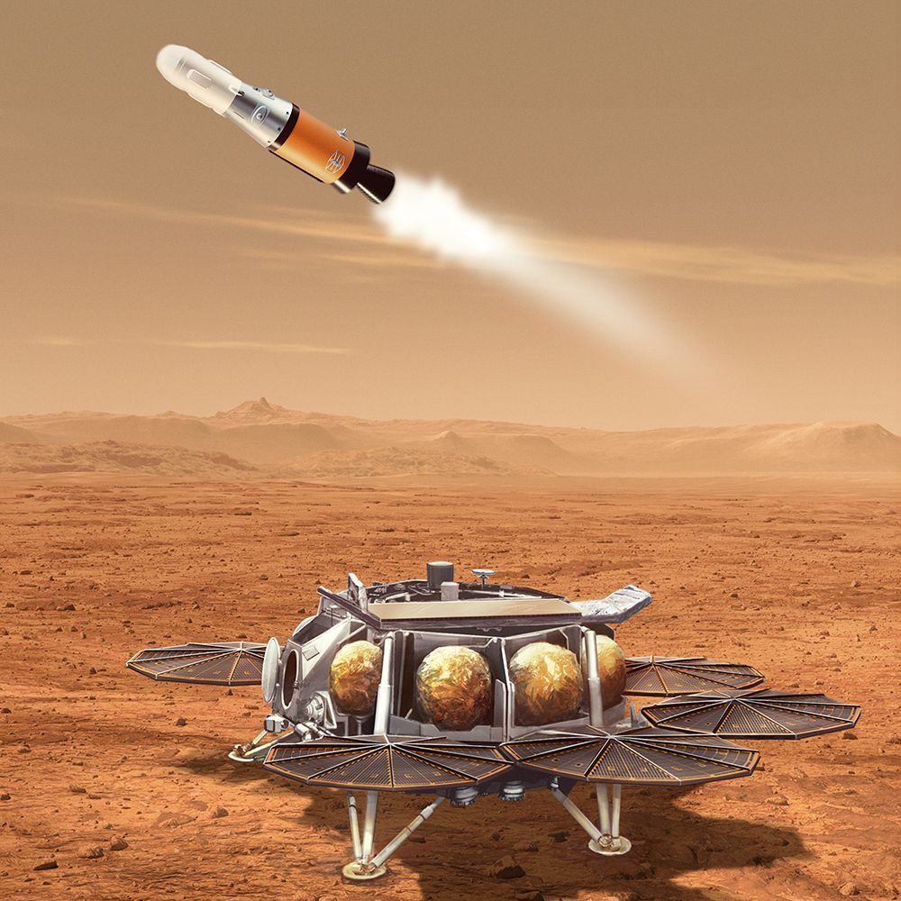 Artist Concept for a proposed Mars Lander and Rocket