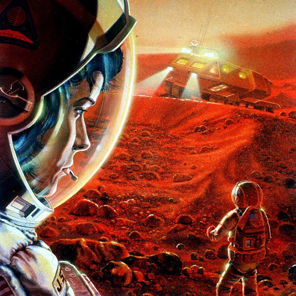 Artist Concept Depicts Astronauts Walking on Mars
