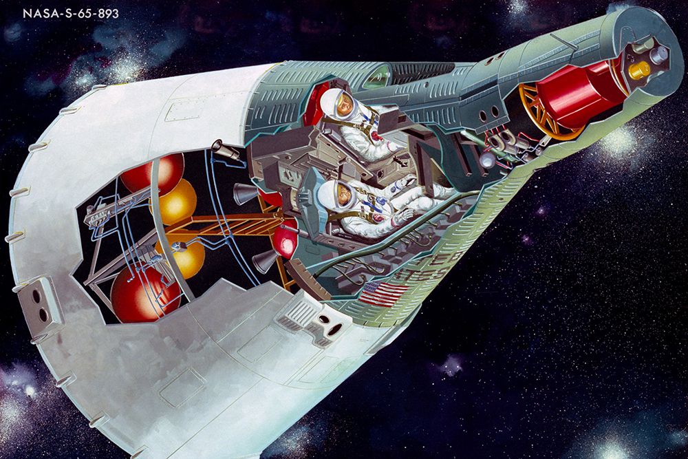 Artist Concept of a two-man Gemini Spacecraft in Flight