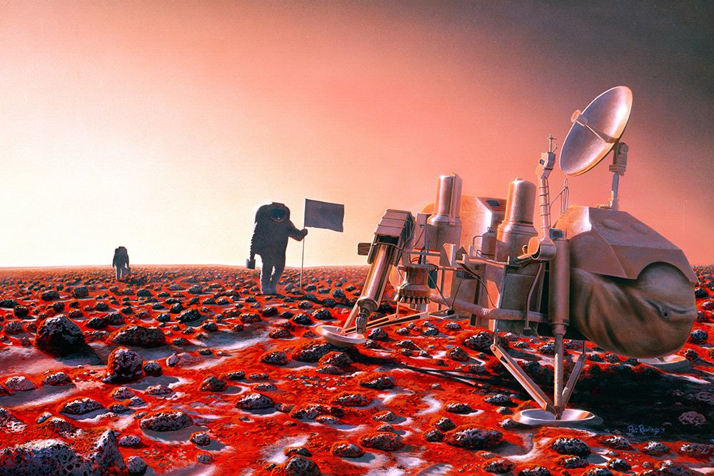 Artist Concept The first Humans on Mars Visit the Viking 2 Lander Site