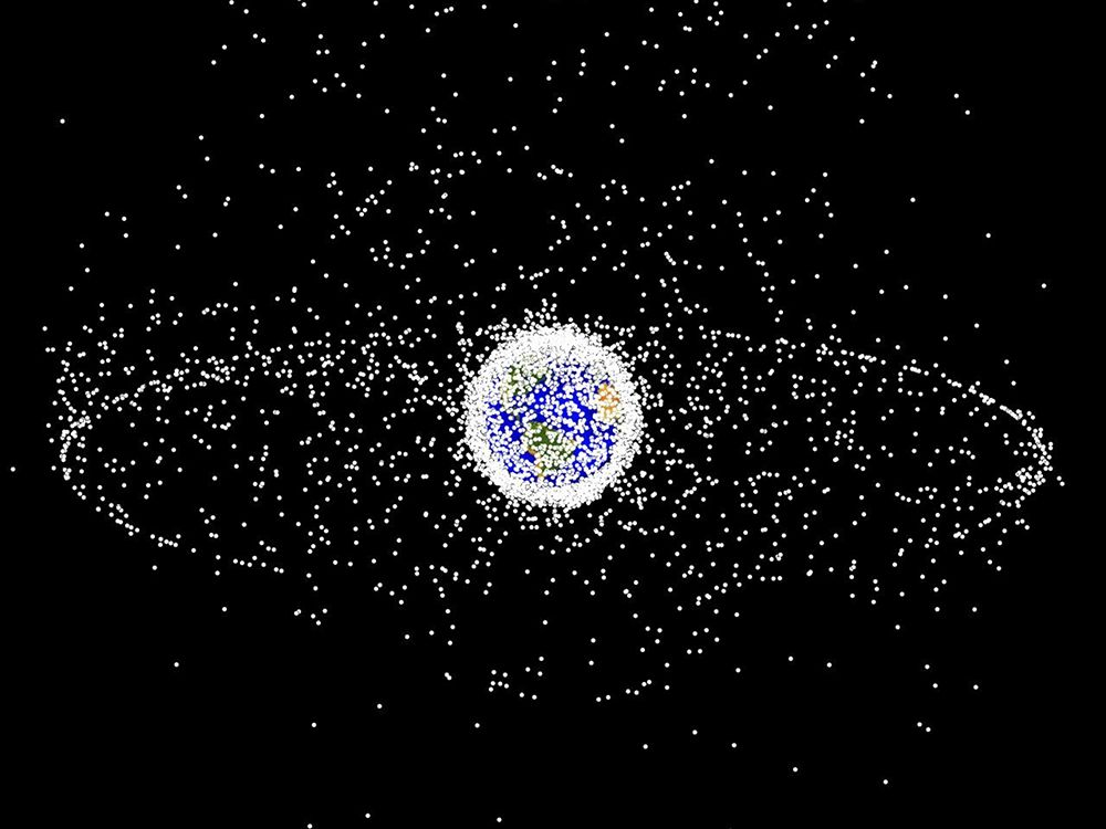 A CGI of Space Debris being tracked in Earth Orbit