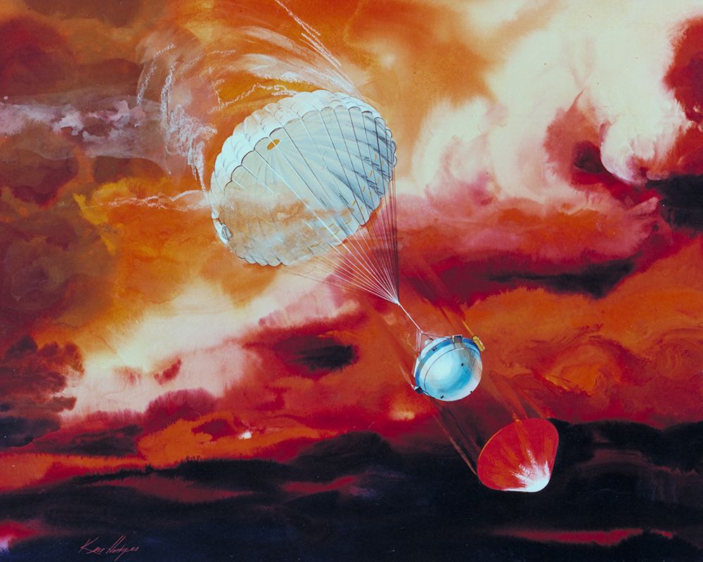 Galileo Probe descending into Jupiters Atmosphere