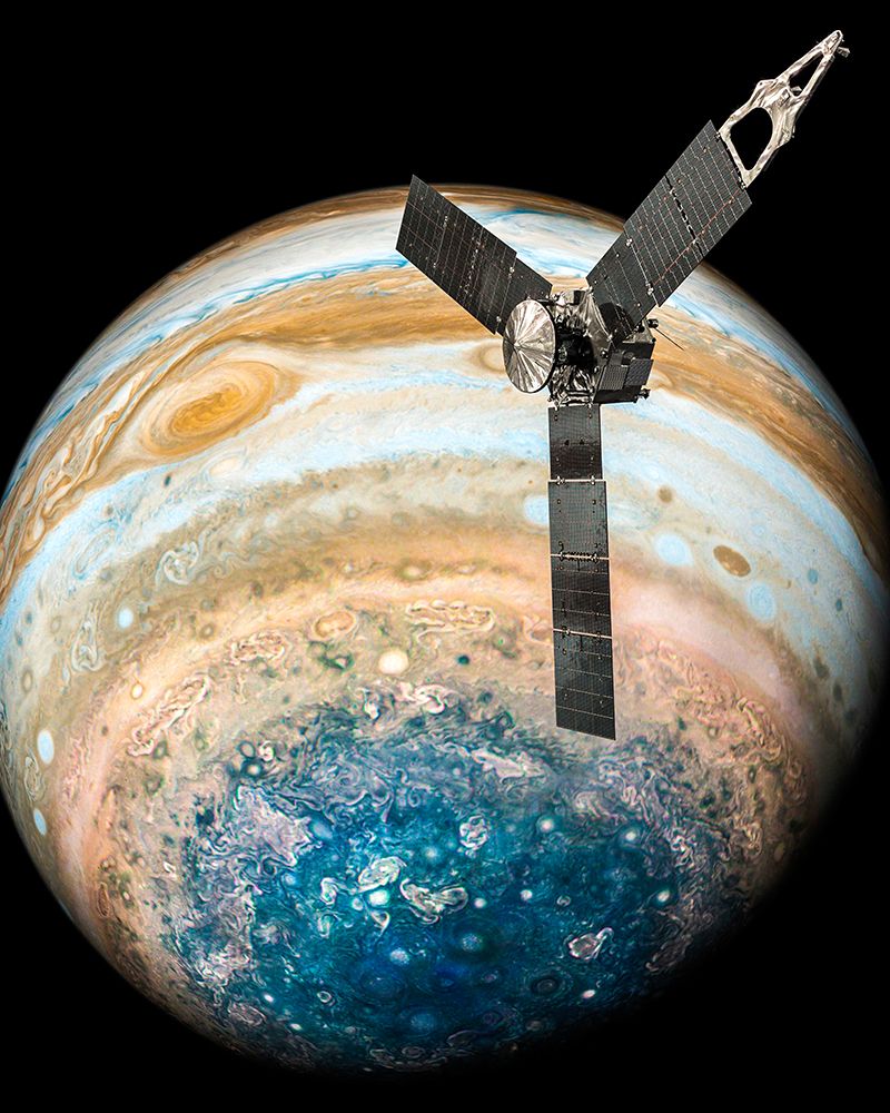 Artist Illustration of Juno Over Jupiters South Pole