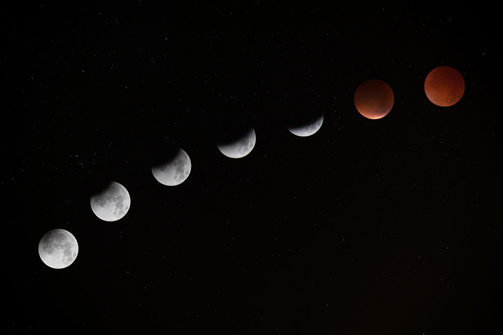 The Moon Turning Red during a Lunar Eclipse at Telscombe Cliffs