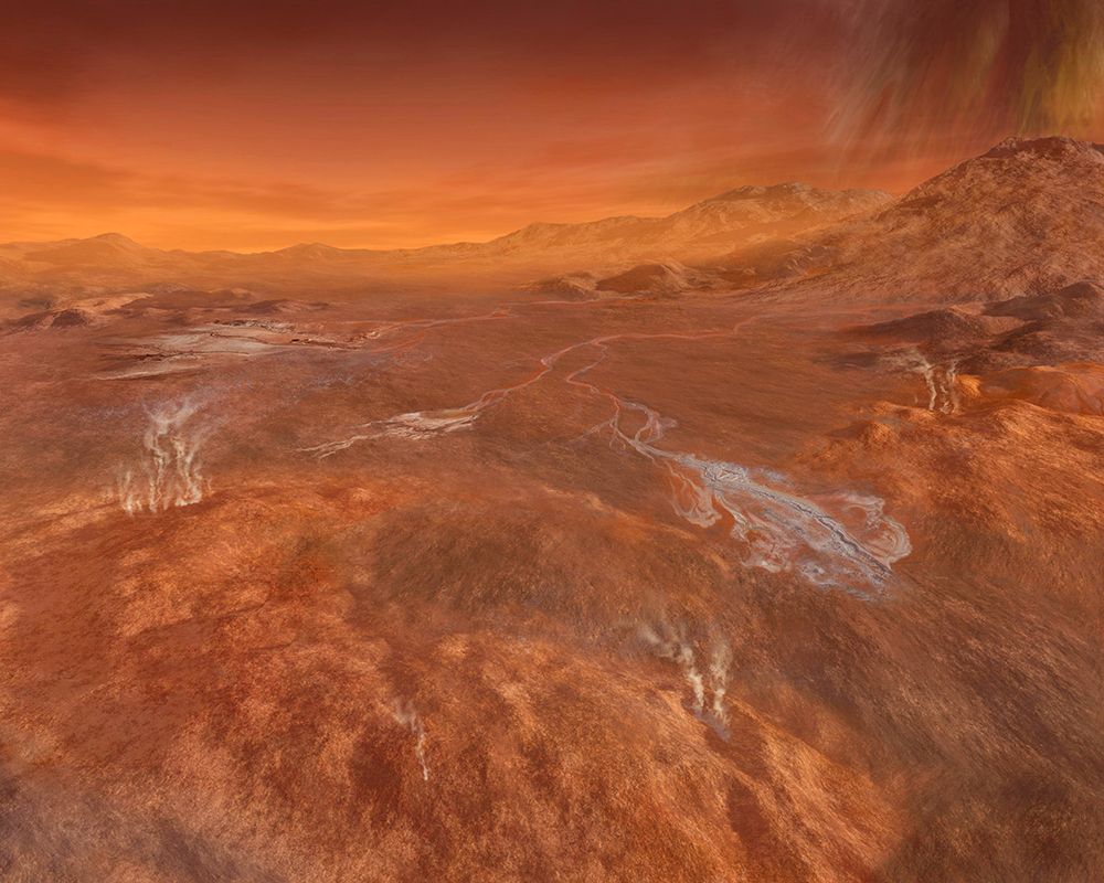 Artists Concept of a Rainy Day at Hotei Arcus - Mars