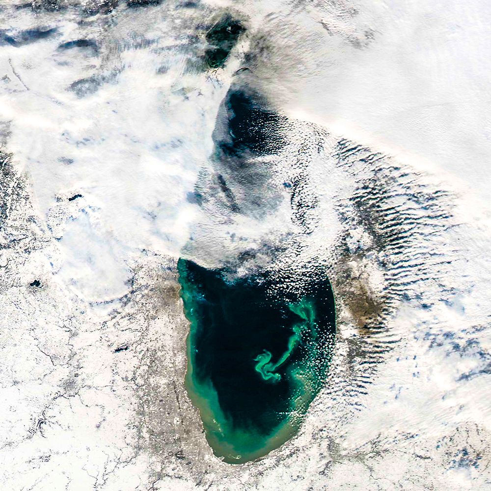 Sediment Transforms Lake Michigan Viewed from Space