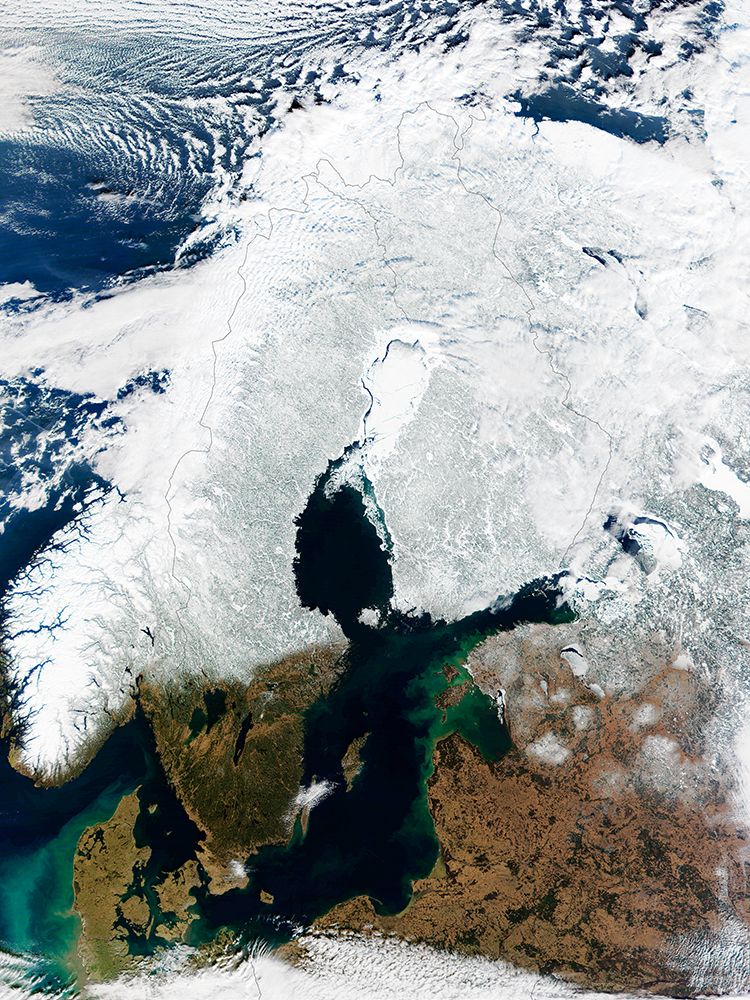 Snow Covered Scandinavia from Space