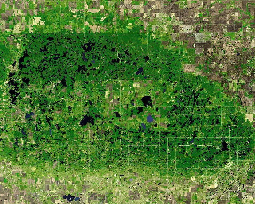 The Turtle Mountains in central North Dakota from Space