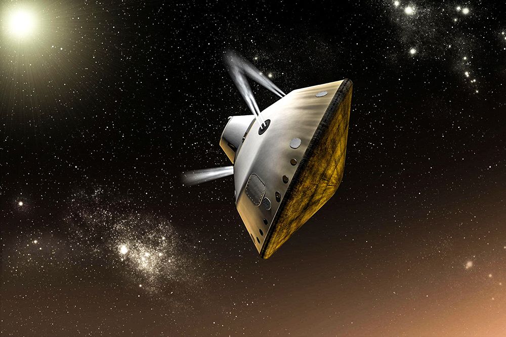 Artist Concept shows NASAs Mars Science Laboratory Mission to Mars
