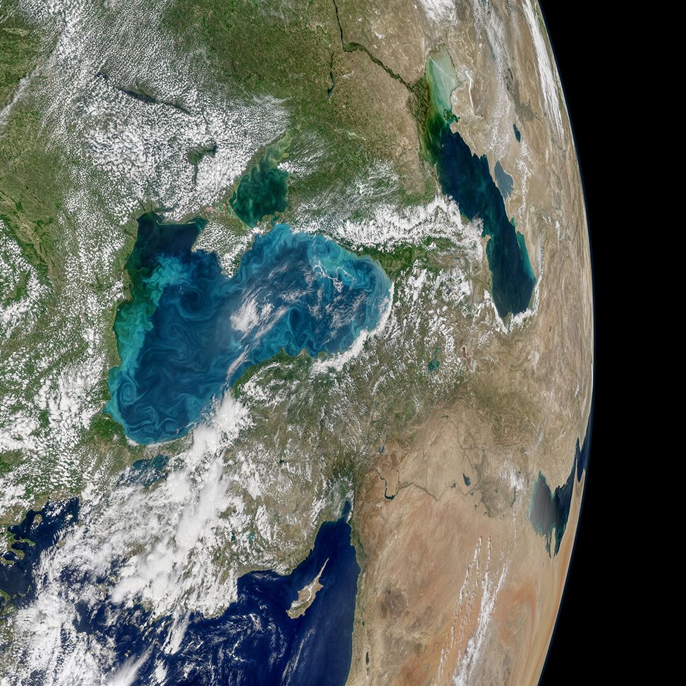 Turquoise Swirls in the Black Sea from Space