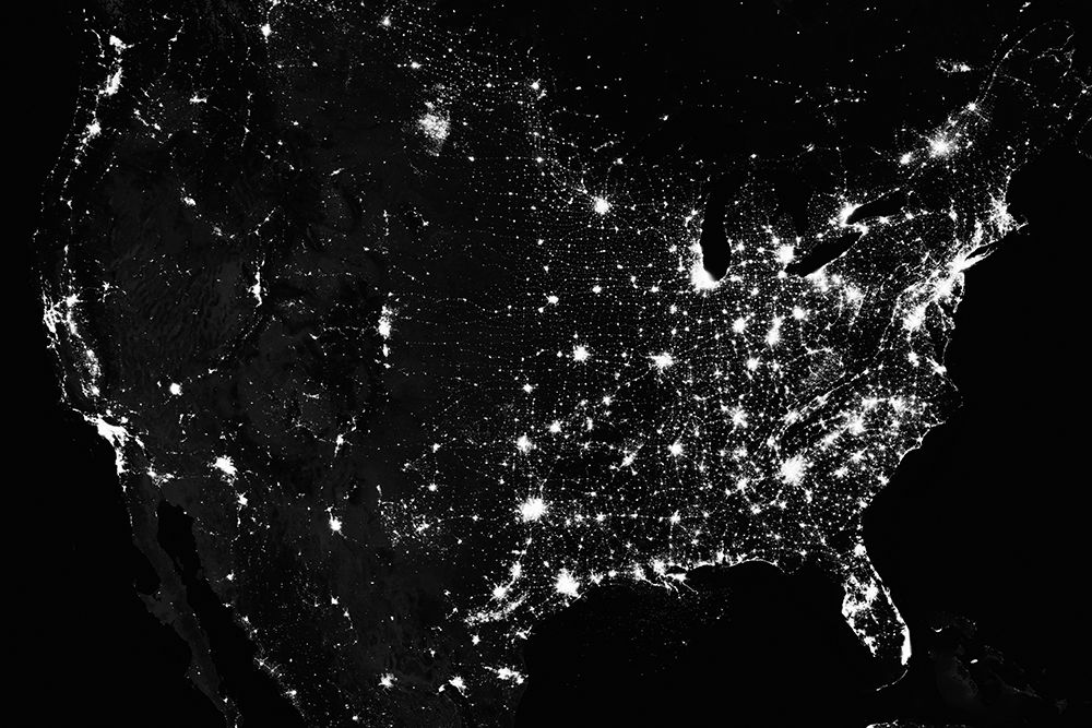 United States at Night Viewed from Space
