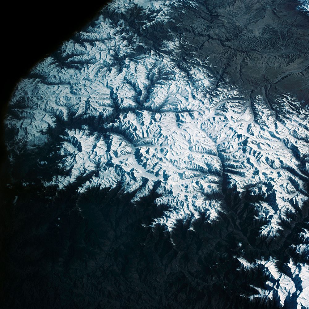 Himalaya Mountain Range in the India-Nepal-Tibet Border Area from Space
