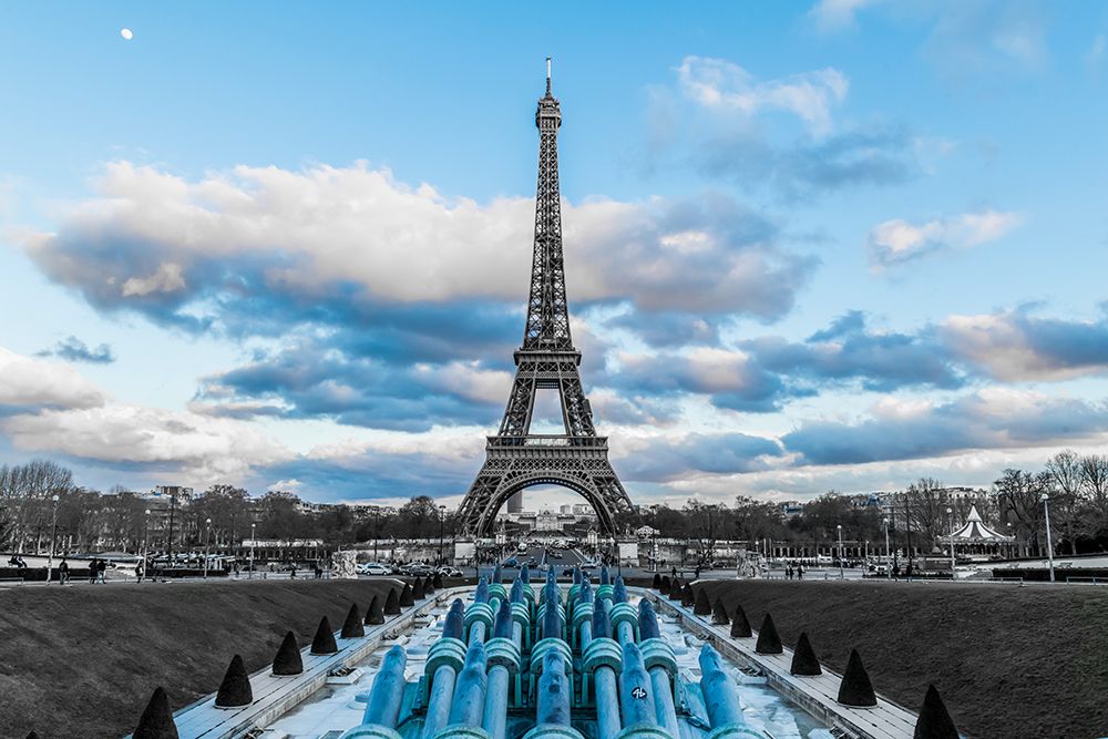 Eiffel Tower Day Moon